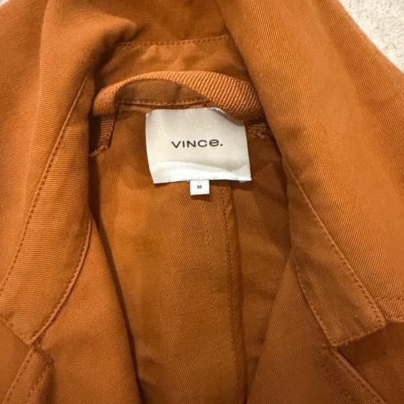 Vince Dark Sienna Cotton Linen Cropped Trench Medium - Picture 2 of 3